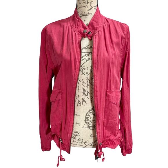 Sanctuary Drawstring Zipper Jacket Garnet Rose Lightweight Casual Size Medium - Picture 1 of 11